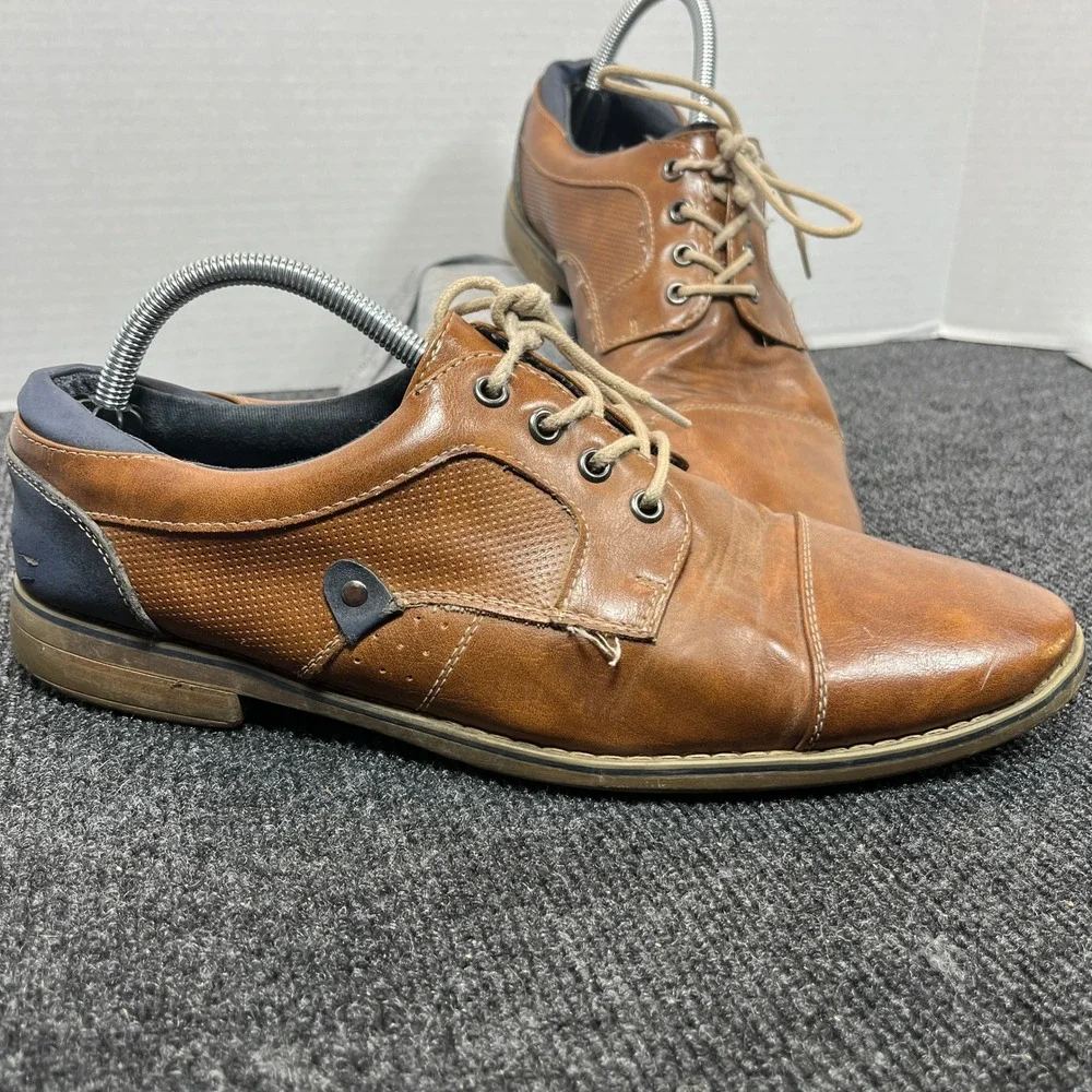 Restoration Cap Toe Oxford Mens 11 Brown Blue Dress Shoes Derby Academia Preppy